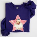 XXXL Purple Retro Santa Pink Star Christmas Winter Xmas Holiday Collection Limited Edition Sweatshirt