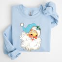 XL Light Blue Retro Santa Classic Twinkle Christmas Winter Xmas Cozy Fleece-Lined Warm Sweatshirt