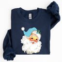 Small Navy Retro Santa Classic Twinkle Christmas Winter Xmas Cozy Fleece-Lined Warm Sweatshirt