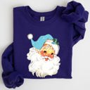 Small Purple Retro Santa Classic Twinkle Christmas Winter Xmas Cozy Fleece-Lined Warm Sweatshirt