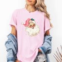 XL Blossom Light Pink Retro Santa Pink Christmas Sparkles Vintage Winter Snow Xmas Festive Holiday Cheer Comfort Colors Tee