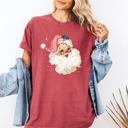Small Crimson Red Retro Santa Pink Christmas Sparkles Vintage Winter Snow Xmas Festive Holiday Cheer Comfort Colors Tee