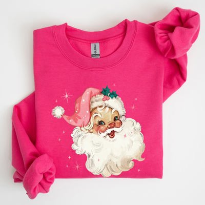 Retro Santa Pink Christmas Sparkles Vintage Winter Snow Xmas Retro Inspired Sweatshirt