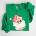 XXL Irish Bright Green Retro Santa Pink Christmas Sparkles Vintage Winter Snow Xmas Retro Inspired Sweatshirt
