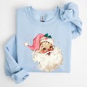 Large Light Blue Retro Santa Pink Christmas Sparkles Vintage Winter Snow Xmas Retro Inspired Sweatshirt