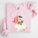 Small Light Pink Retro Santa Pink Christmas Sparkles Vintage Winter Snow Xmas Retro Inspired Sweatshirt
