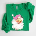 Large Irish Bright Green Retro Santa Pink Classic Twinkle Christmas Winter Xmas Holiday Festive Cheer Sweatshirt