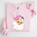 XXL Light Pink Retro Santa Pink Classic Twinkle Christmas Winter Xmas Holiday Festive Cheer Sweatshirt