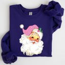 Small Purple Retro Santa Pink Classic Twinkle Christmas Winter Xmas Holiday Festive Cheer Sweatshirt