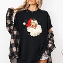 Medium Black Retro Santa Christmas Sparkles Vintage Winter Snow Xmas Festive Premium Graphic Tee