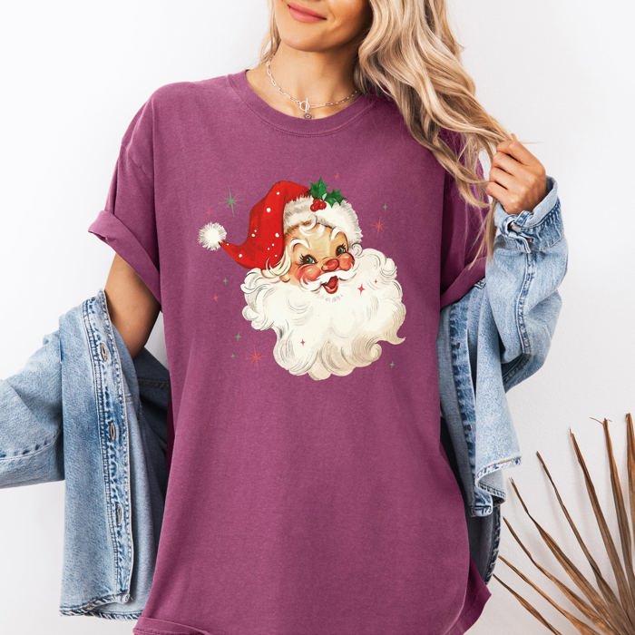 Retro Santa Christmas Sparkles Vintage Winter Snow Xmas Festive Premium Graphic Tee