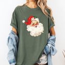 XL Moss Dark Green Retro Santa Christmas Sparkles Vintage Winter Snow Xmas Festive Premium Graphic Tee