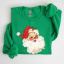 XXXL Irish Bright Green Retro Santa Red Christmas Sparkles Vintage Winter Snow Xmas Seasonal Graphic Sweatshirt