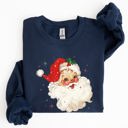 Small Navy Retro Santa Red Christmas Sparkles Vintage Winter Snow Xmas Seasonal Graphic Sweatshirt