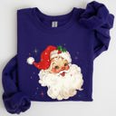 XL Purple Retro Santa Red Christmas Sparkles Vintage Winter Snow Xmas Seasonal Graphic Sweatshirt