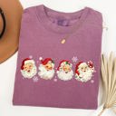 Large Berry Red Retro Santas In A Row Christmas Winter Xmas Santas Holiday Parade Comfort Colors Tee