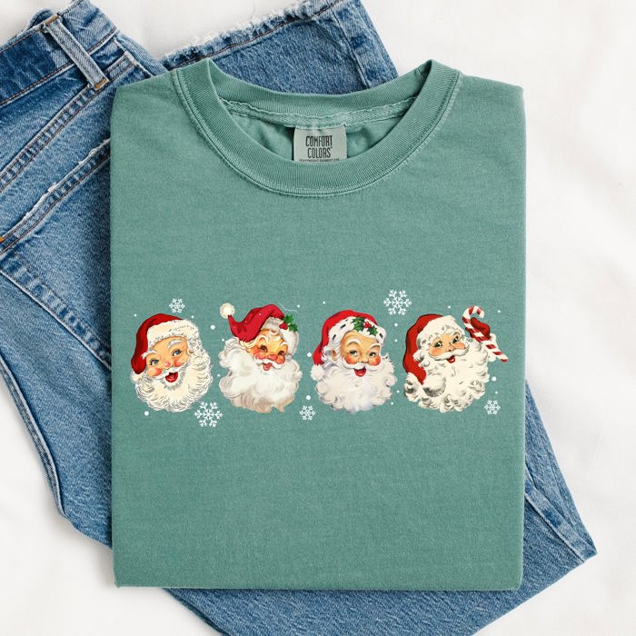 Retro Santas In A Row Christmas Winter Xmas Santas Holiday Parade Comfort Colors Tee