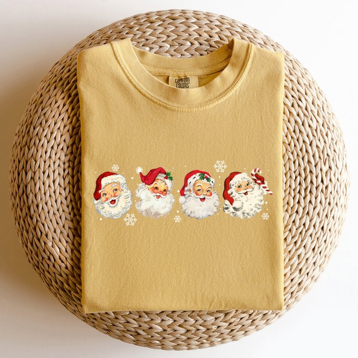 Retro Santas In A Row Christmas Winter Xmas Santas Holiday Parade Comfort Colors Tee