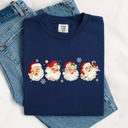 XXXL Navy Retro Santas In A Row Christmas Winter Xmas Santas Holiday Parade Comfort Colors Tee