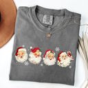 Large Pepper Dark Gray Retro Santas In A Row Christmas Winter Xmas Santas Holiday Parade Comfort Colors Tee