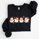 XL Black Retro Santas In A Row Christmas Winter Xmas Festive Parade Print Edition Sweatshirt