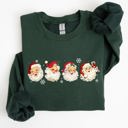 Medium Forest Green Retro Santas In A Row Christmas Winter Xmas Festive Parade Print Edition Sweatshirt
