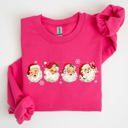 XL Heliconia Bright Pink Retro Santas In A Row Christmas Winter Xmas Festive Parade Print Edition Sweatshirt