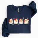 XXL Navy Retro Santas In A Row Christmas Winter Xmas Festive Parade Print Edition Sweatshirt