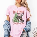 XXL Blossom Light Pink Rockin Around The Christmas Tree Cowboy Country Western Santa Xmas Comfort Colors Tee