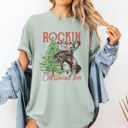 XXL Bay Light Sage Rockin Around The Christmas Tree Cowboy Country Western Santa Xmas Comfort Colors Tee
