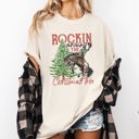 Small Ivory Cream Rockin Around The Christmas Tree Cowboy Country Western Santa Xmas Comfort Colors Tee