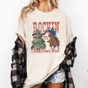 XXXL Ivory Cream Rockin Around The Christmas Tree Cowboy Lasso Country Western Santa Xmas Comfort Colors Tee