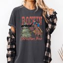 XXL Pepper Dark Gray Rockin Around The Christmas Tree Cowboy Lasso Country Western Santa Xmas Comfort Colors Tee