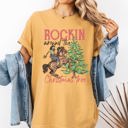  Rockin Around The Christmas Tree Cowgirl Country Western Santa Xmas Comfort Colors Tee