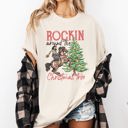 Large Ivory Cream Rockin Around The Christmas Tree Cowgirl Country Western Santa Xmas Comfort Colors Tee