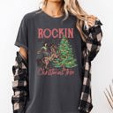 Large Pepper Dark Gray Rockin Around The Christmas Tree Cowgirl Country Western Santa Xmas Comfort Colors Tee