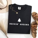 Large Black Rockin Around Minimalist Christmas Winter Santa Xmas Holiday Edition Classic Vintage Style Comfort Colors Tee