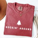 XL Crimson Red Rockin Around Minimalist Christmas Winter Santa Xmas Holiday Edition Classic Vintage Style Comfort Colors Tee