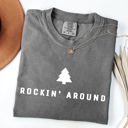 Large Pepper Dark Gray Rockin Around Minimalist Christmas Winter Santa Xmas Holiday Edition Classic Vintage Style Comfort Colors Tee