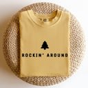 Medium Mustard Rockin Around Minimalist Christmas Winter Santa Xmas Holiday Edition Classic Vintage Style Comfort Colors Tee
