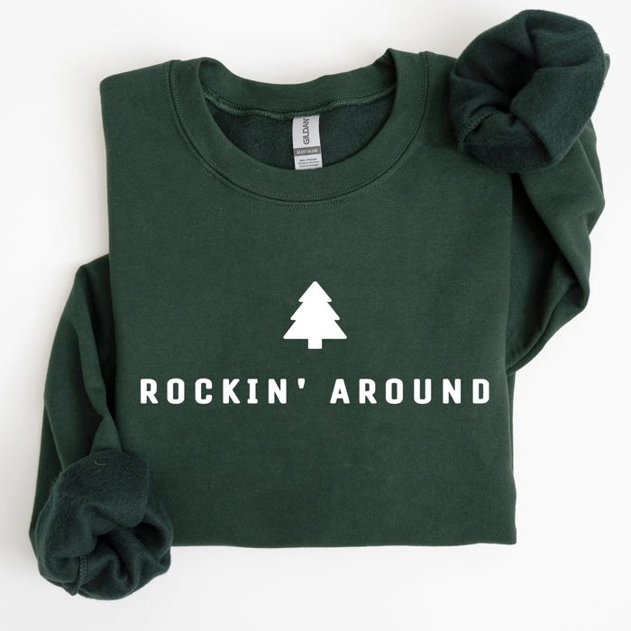 Rockin Around Minimalist Christmas Winter Santa Xmas Holiday Edition Cozy Sweatshirt