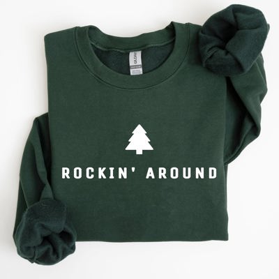 Rockin Around Minimalist Christmas Winter Santa Xmas Holiday Edition Cozy Sweatshirt