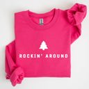 Medium Heliconia Bright Pink Rockin Around Minimalist Christmas Winter Santa Xmas Holiday Edition Cozy Sweatshirt