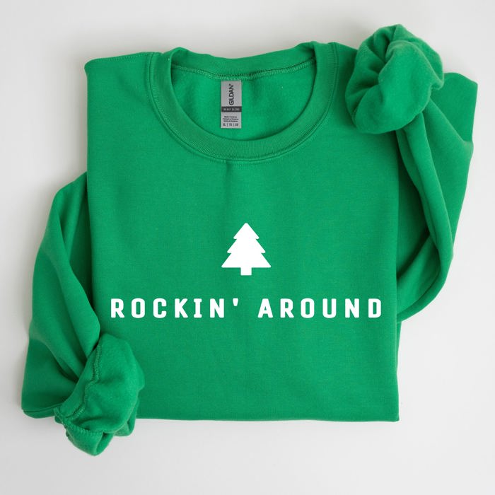 Rockin Around Minimalist Christmas Winter Santa Xmas Holiday Edition Cozy Sweatshirt