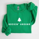 XL Irish Bright Green Rockin Around Minimalist Christmas Winter Santa Xmas Holiday Edition Cozy Sweatshirt