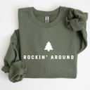 XXXL Military Green Rockin Around Minimalist Christmas Winter Santa Xmas Holiday Edition Cozy Sweatshirt