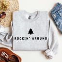 Large Ash Light Gray Rockin Around Minimalist Christmas Winter Santa Xmas Holiday Edition Cozy Sweatshirt