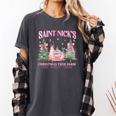 Saint Nick's Christmas Tree Farm Retro Winter Santa Snow Xmas Vintage Edition Comfort Colors Tee