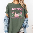 XL Moss Dark Green Saint Nick's Christmas Tree Farm Retro Winter Santa Snow Xmas Vintage Edition Comfort Colors Tee