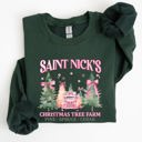 XXL Forest Green Saint Nick's Christmas Tree Farm Retro Winter Santa Snow Xmas Seasonal Sweatshirt